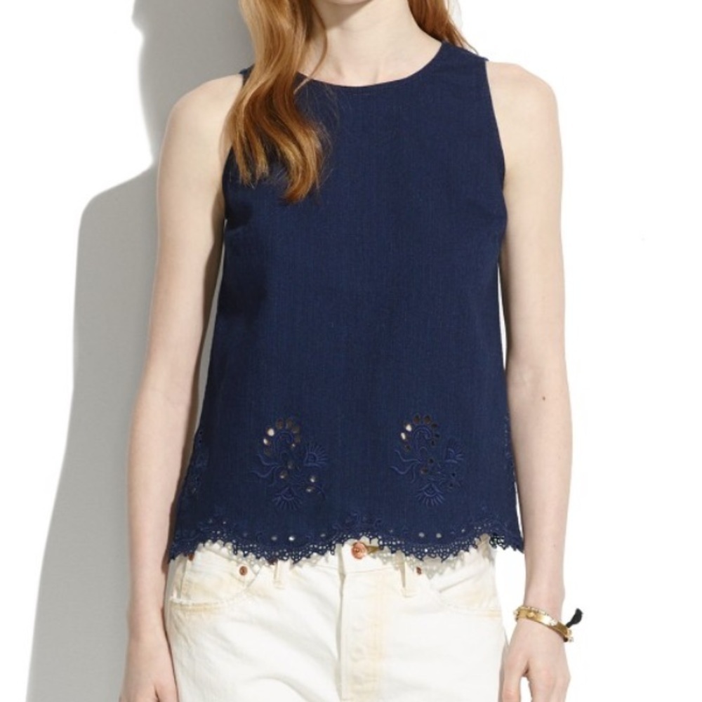Madewell iris lace Top blue small